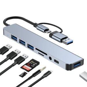 USB+ Type C into 8 PORT Multifunctional Hub