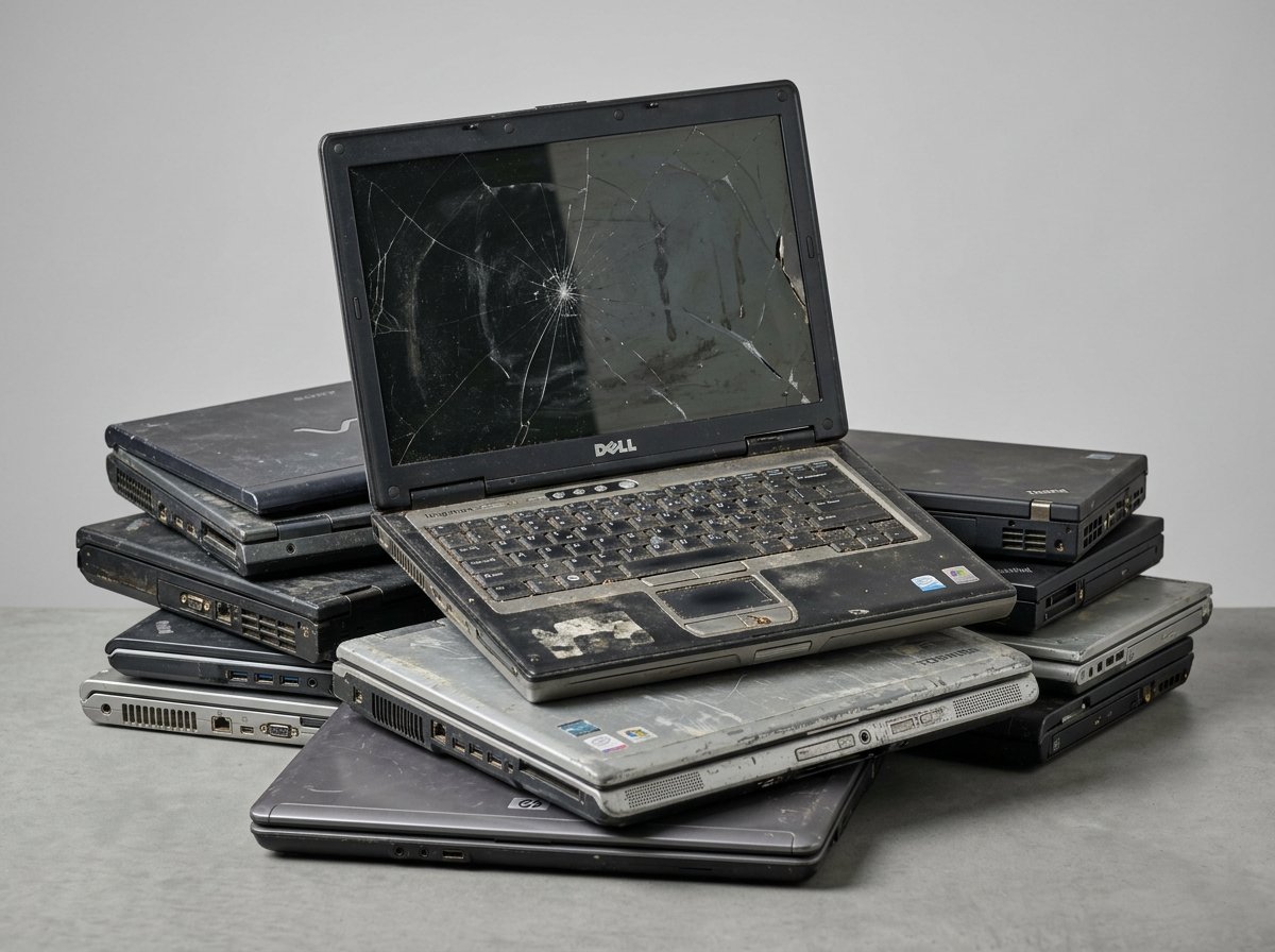 Old and damaged laptops bought as scrap in Lahore